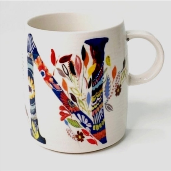Anthropologie Petal Palette “N” Monogram Floral Mug from Starla M Halfmann - Picture 1 of 6